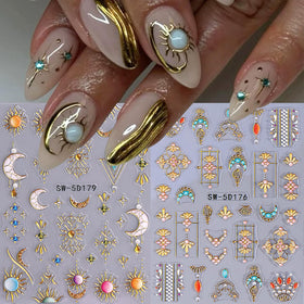 STZPRONAIL flat metallic moon and star decals showing reflective shine