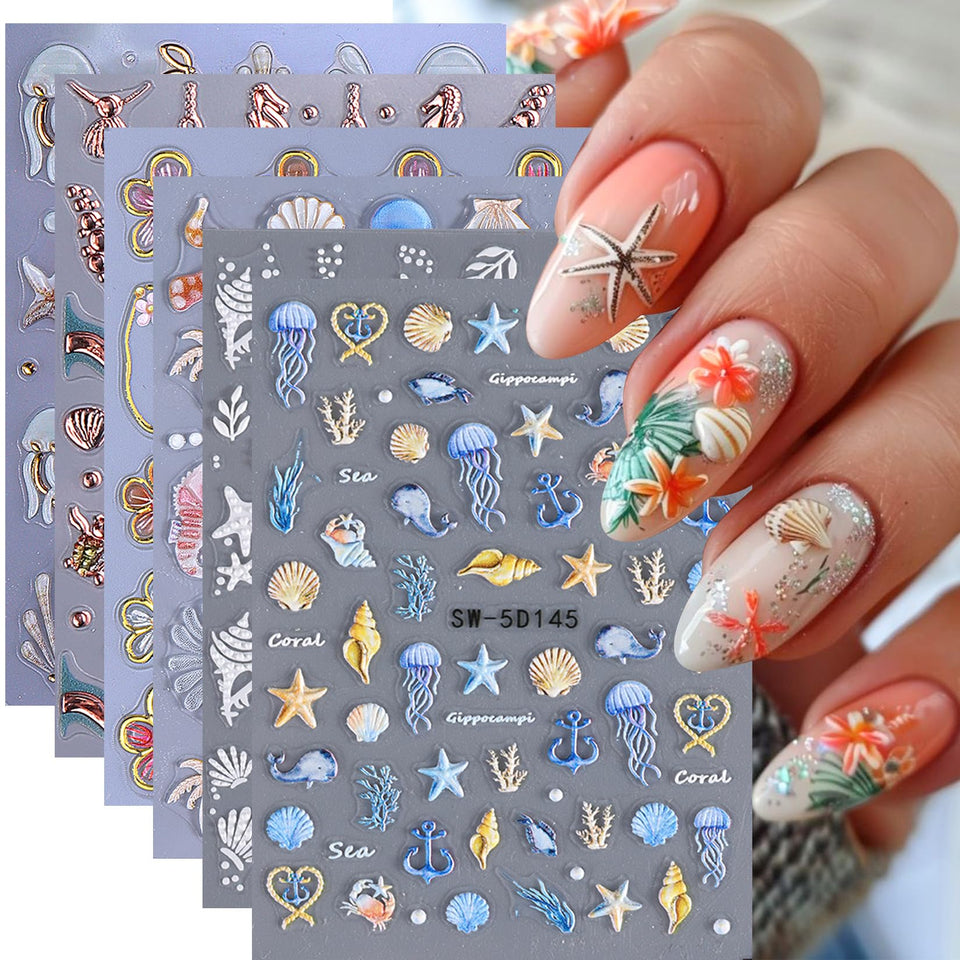 STZPRONAIL front packaging showing six sheets and beach motifs for easy selection