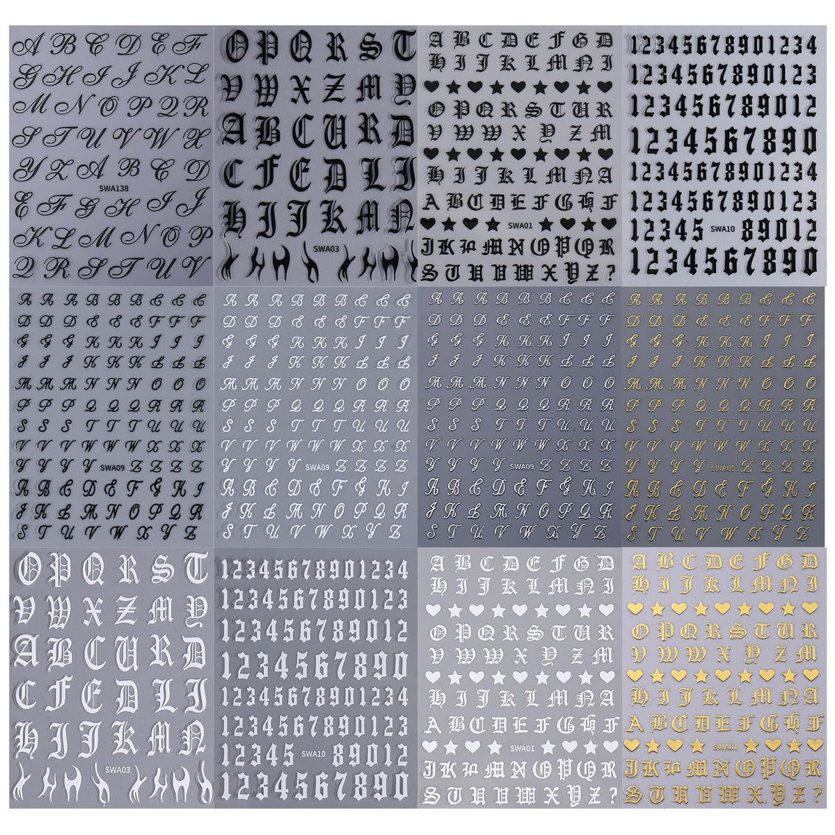 STZPRONAIL mixed letters and hearts layout useful for customized designs