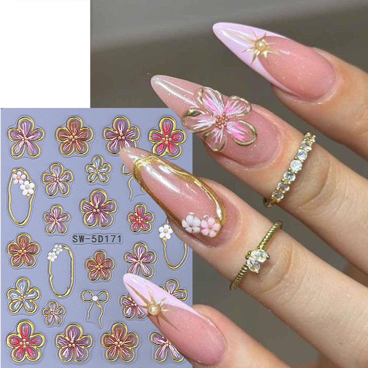 STZPRONAIL decal applied on manicure showcasing durable beach-themed nail look