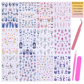 STZPRONAIL close-up of a decal sheet highlighting detailed blossom prints and colors