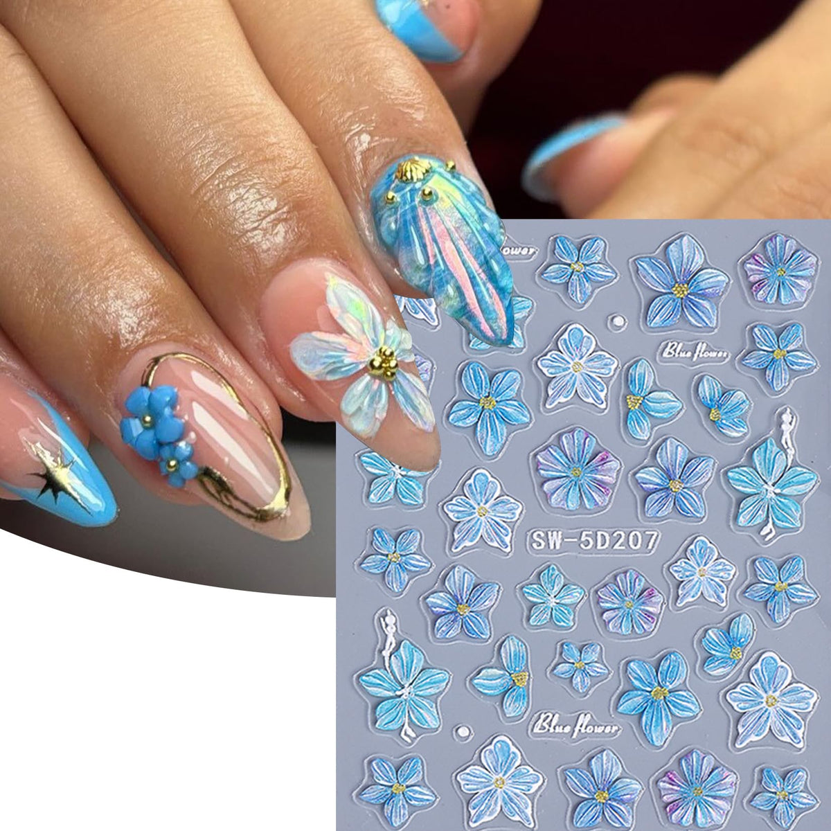 STZPRONAIL full sticker sheet layout displaying hibiscus and tropical elements