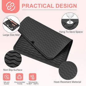 Suafrnut mat holding straightener and curling iron keeping countertop safe
