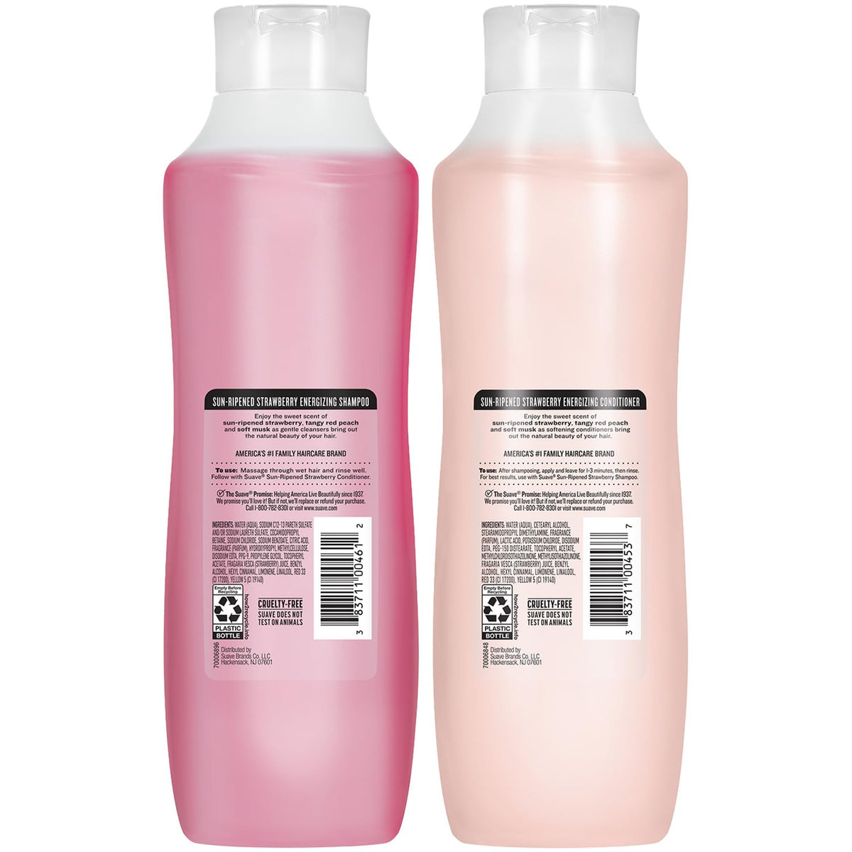 Suave back of bottle showing ingredients and cruelty-free certification
