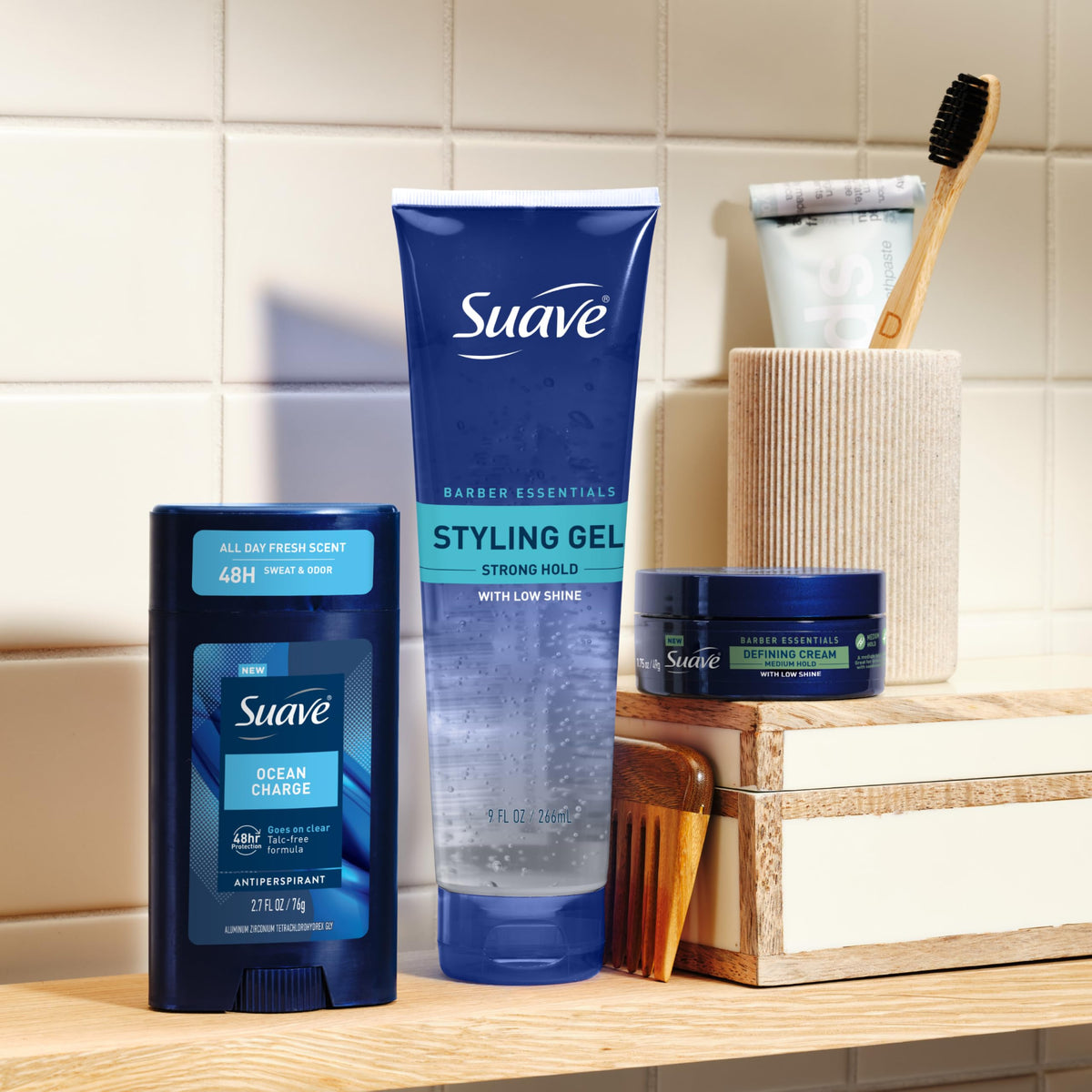 Suave finished dry hairstyle showcasing natural low-shine hold