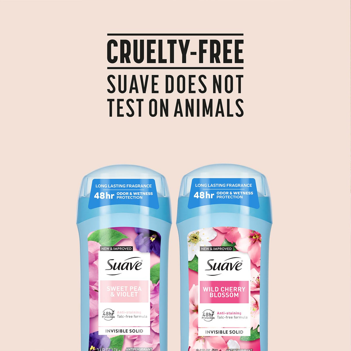Suave sticks on a bathroom shelf in a lifestyle setting for everyday routine benefit
