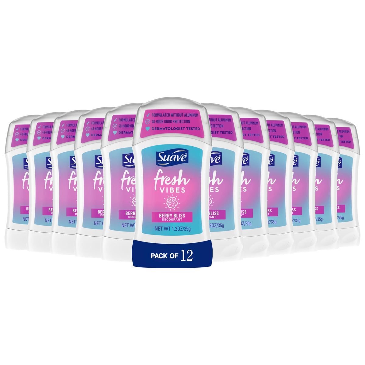 Suave Berry Bliss front packaging showing vibrant berry scent and fresh confidence