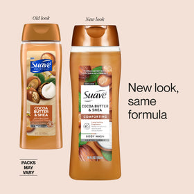 Suave bottle label detail highlighting ingredients and clean-formula reassurance