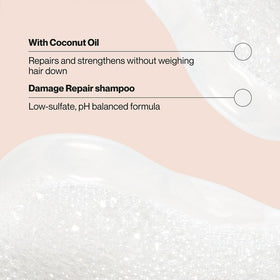 Suave coconut shampoo pouring to show gentle lather and cleansing benefit