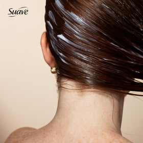 Suave keratin conditioner in bathroom setting promoting everyday use
