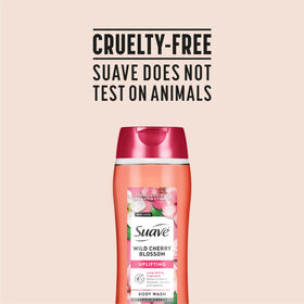 Suave fragrance notes with cherry blossom visual conveying fresh floral scent