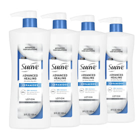 Suave front pump bottle showing convenient dispenser and fast application benefit