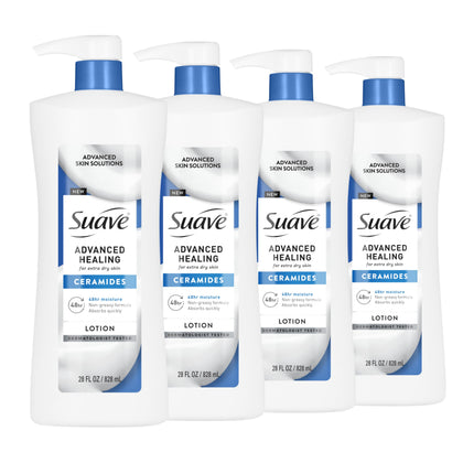 Suave front pump bottle showing convenient dispenser and fast application benefit
