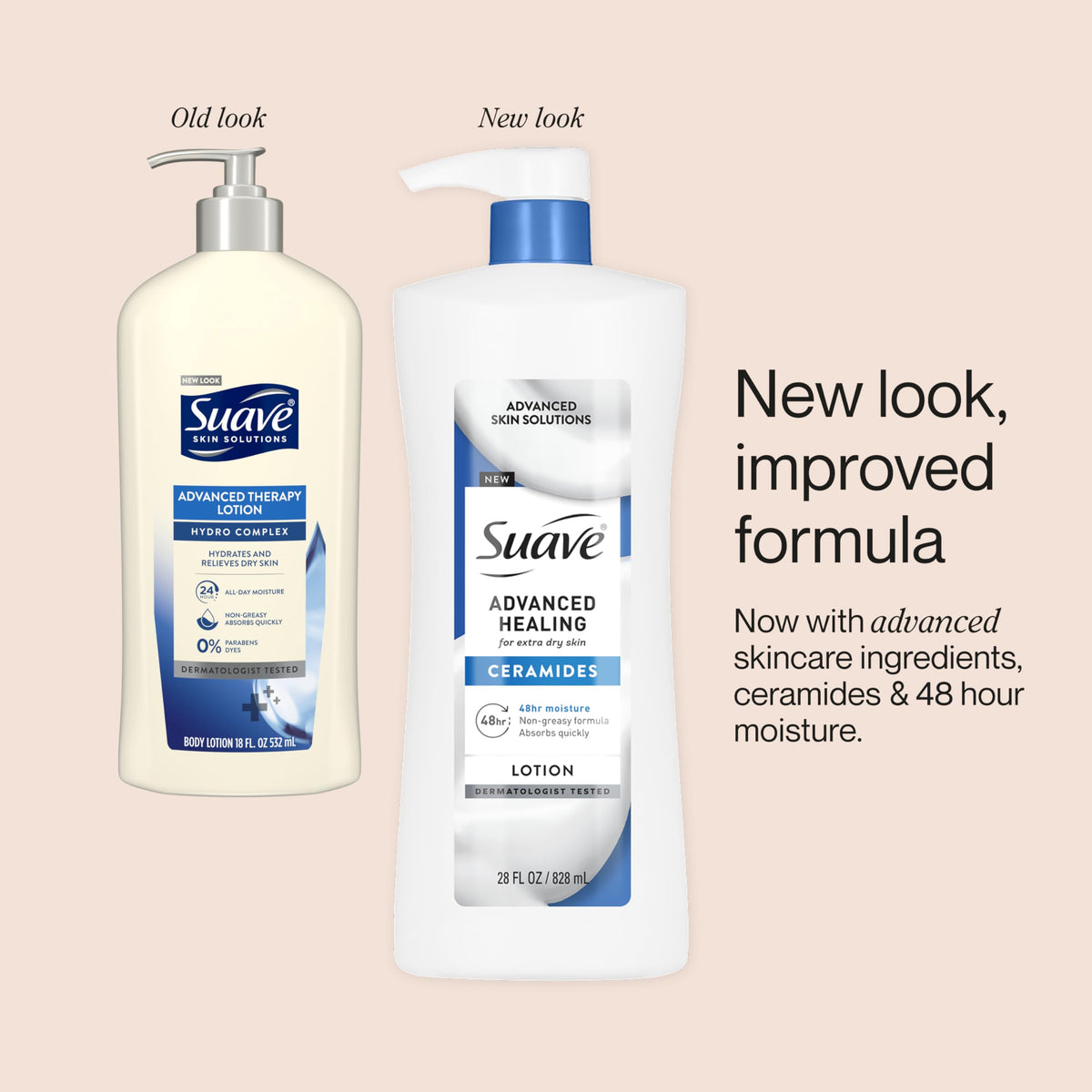 Applying Suave to dry skin to demonstrate visible smoothing and hydration