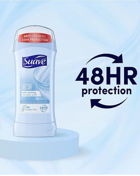 Suave in use applying to underarm for confident all‑day protection