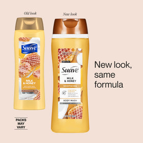 Suave milk and honey ingredients detail conveying soothing nourishment