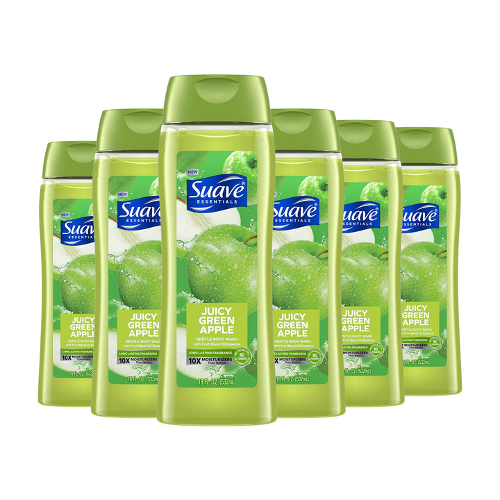 Suave bottle front view showing label and apple fragrance for fresh daily cleansing