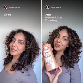 Suave keratin infusion label detail highlighting keratin ingredient
