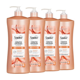 Suave keratin infusion front packaging showing product and benefits