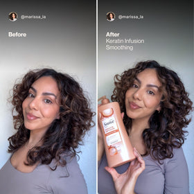Suave keratin shampoo lather texture demonstrating gentle low-sulfate foam