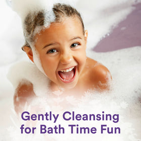 Suave kids in bathroom with child using bottle, stress‑free bath time benefit