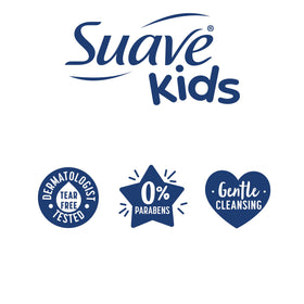 Child using Suave Kids Silly Apple in bath illustrating tear‑free wash and faster routines