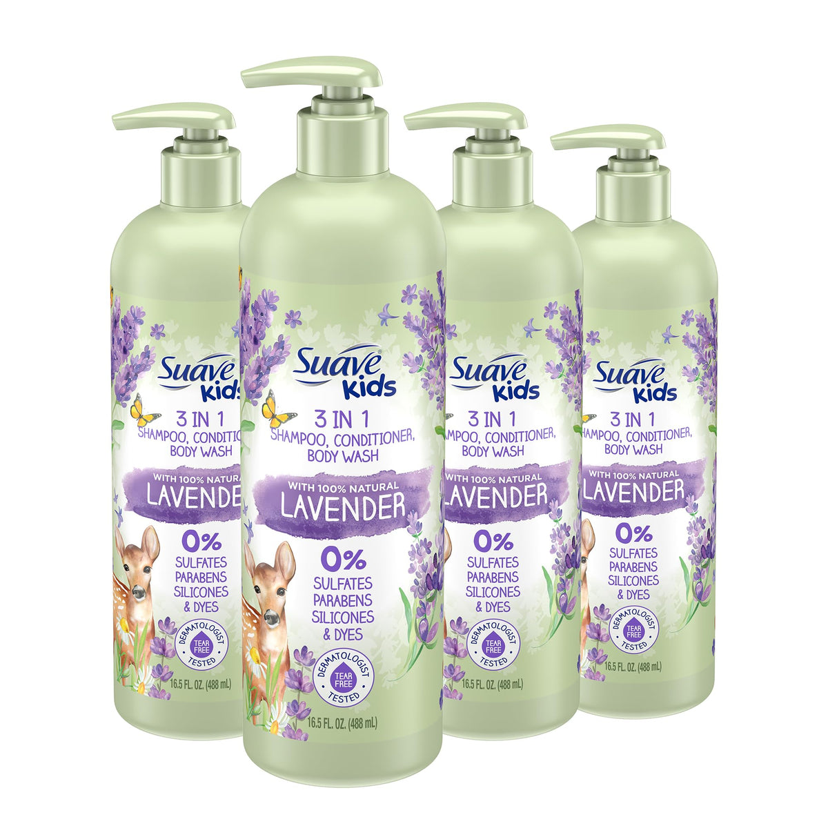 Suave kids front packaging showing bottle and label, easy identification benefit