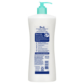 Pouring Suave 3-in-1 into a rinse cup to show controlled use and spill-free application