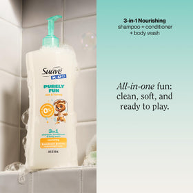 Suave back label with ingredient and safety information visible for parental reassurance