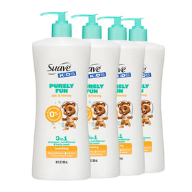Suave bottle front packaging showing design and kid-friendly branding for quick identification