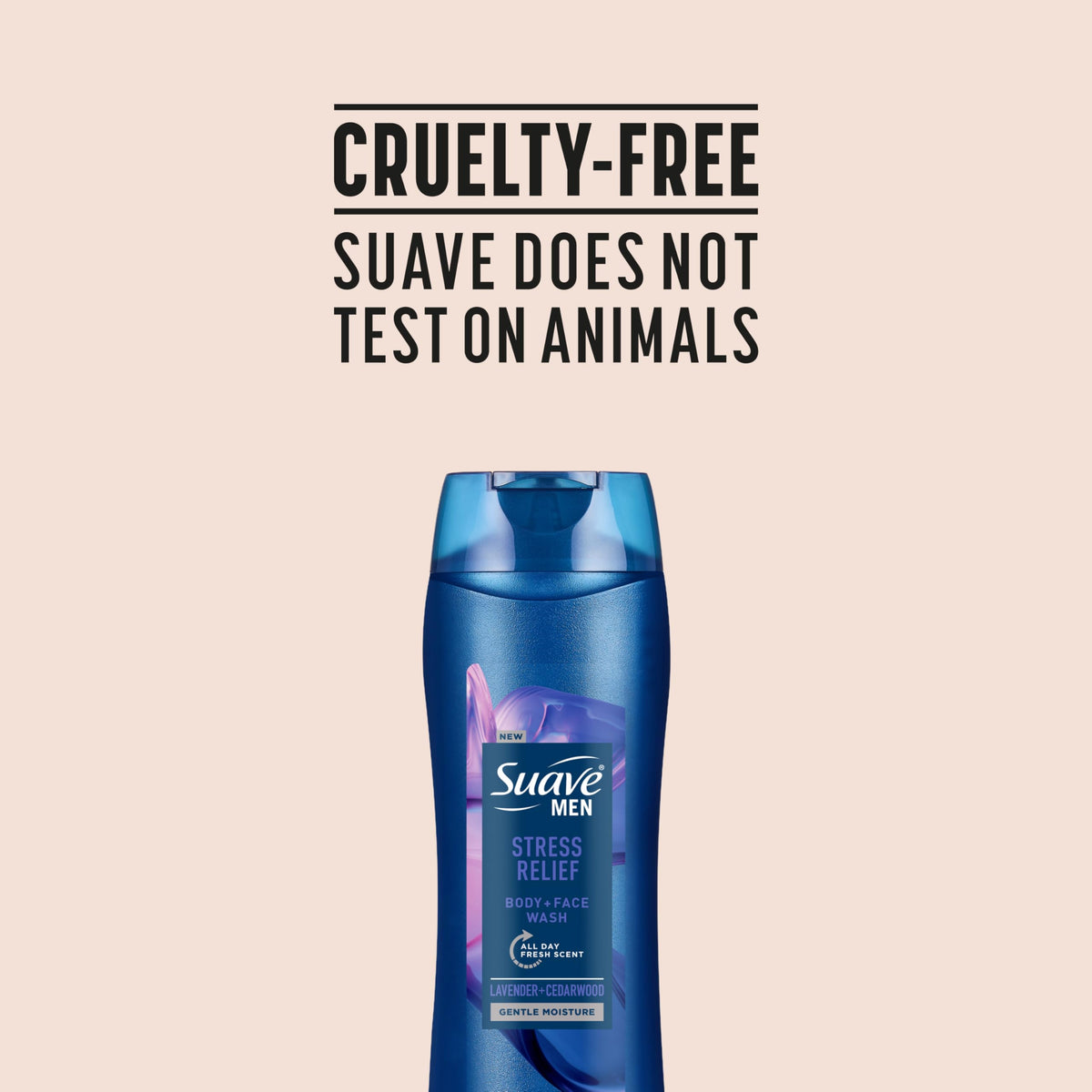 Suave label close-up showing ingredients like glycerin and vitamin E benefit