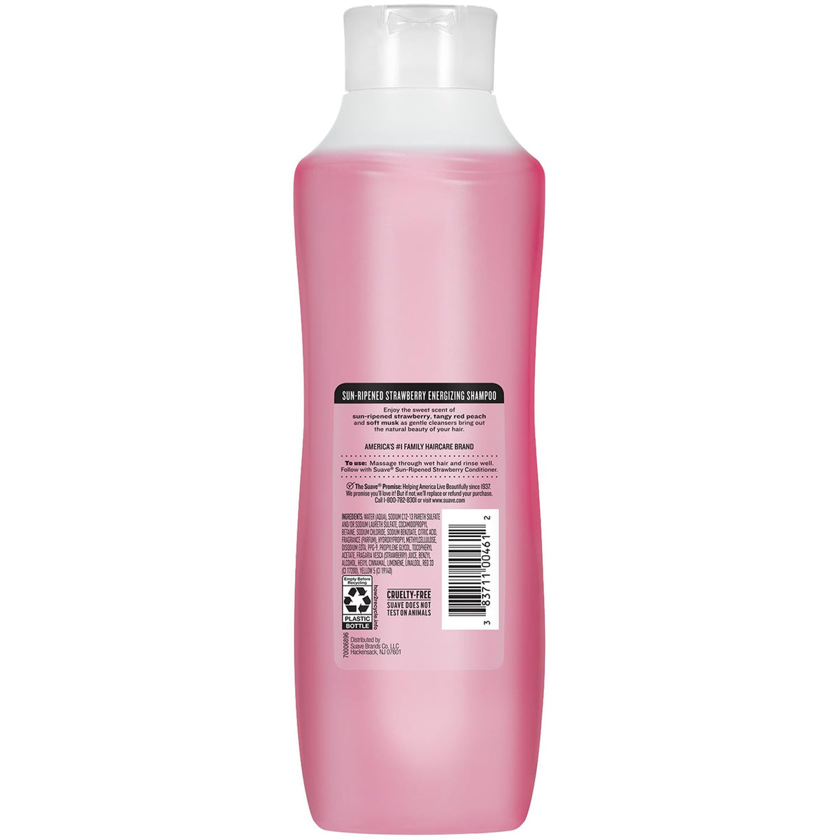 Suave on bathroom shelf in lifestyle scene conveying refreshing, fragrant hair care