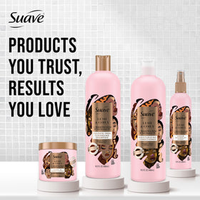 Suave styled curly hair lifestyle shot showing defined, nourished coils