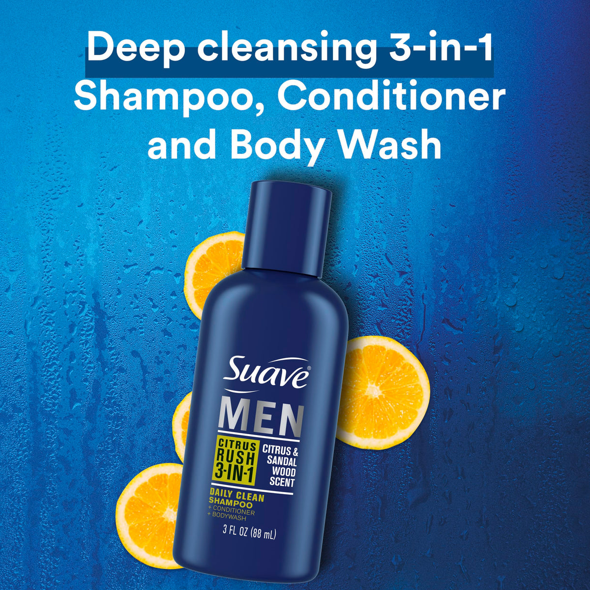 Suave close up of lather demonstrating Citrus Rush foaming and cleansing
