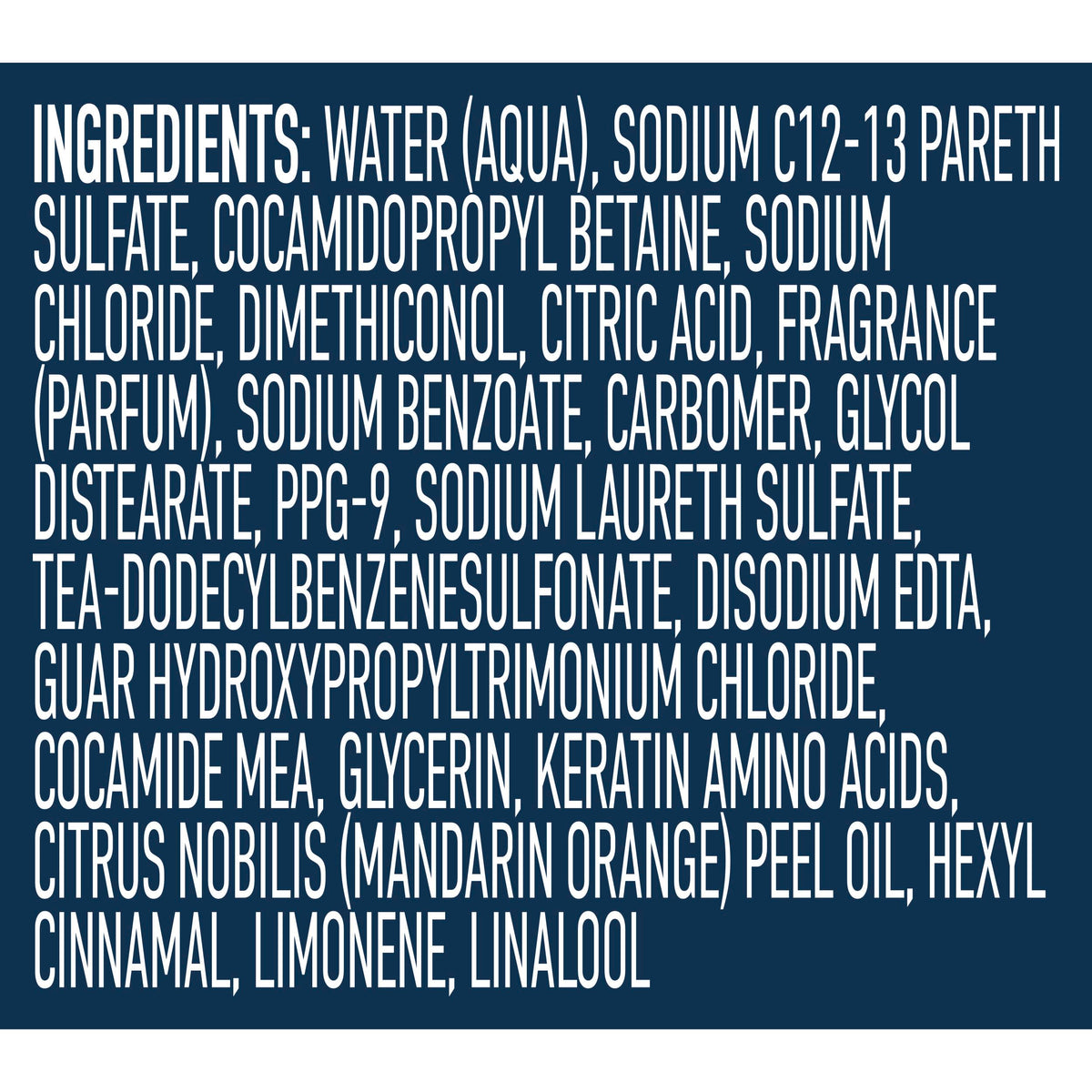 Suave label and ingredients showing keratin amino acids and product details