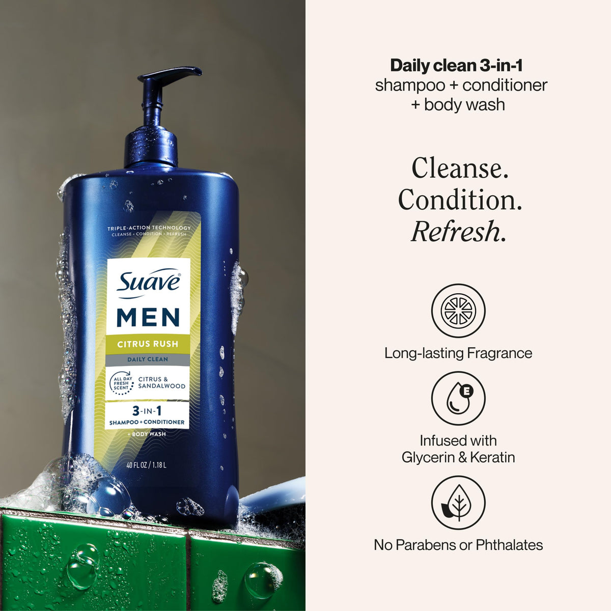 Suave pump dispensing product into hand showing convenient single-handed use