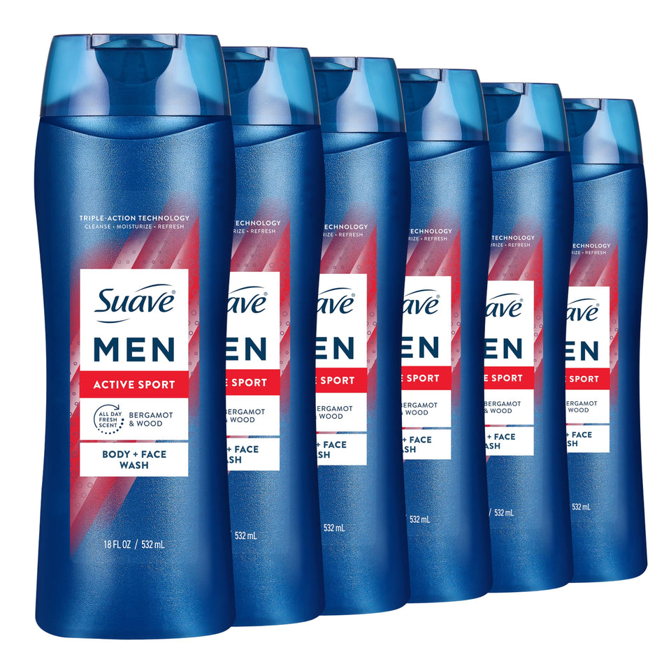 suave front packaging showing bottle and energizing sport scent for confident freshness