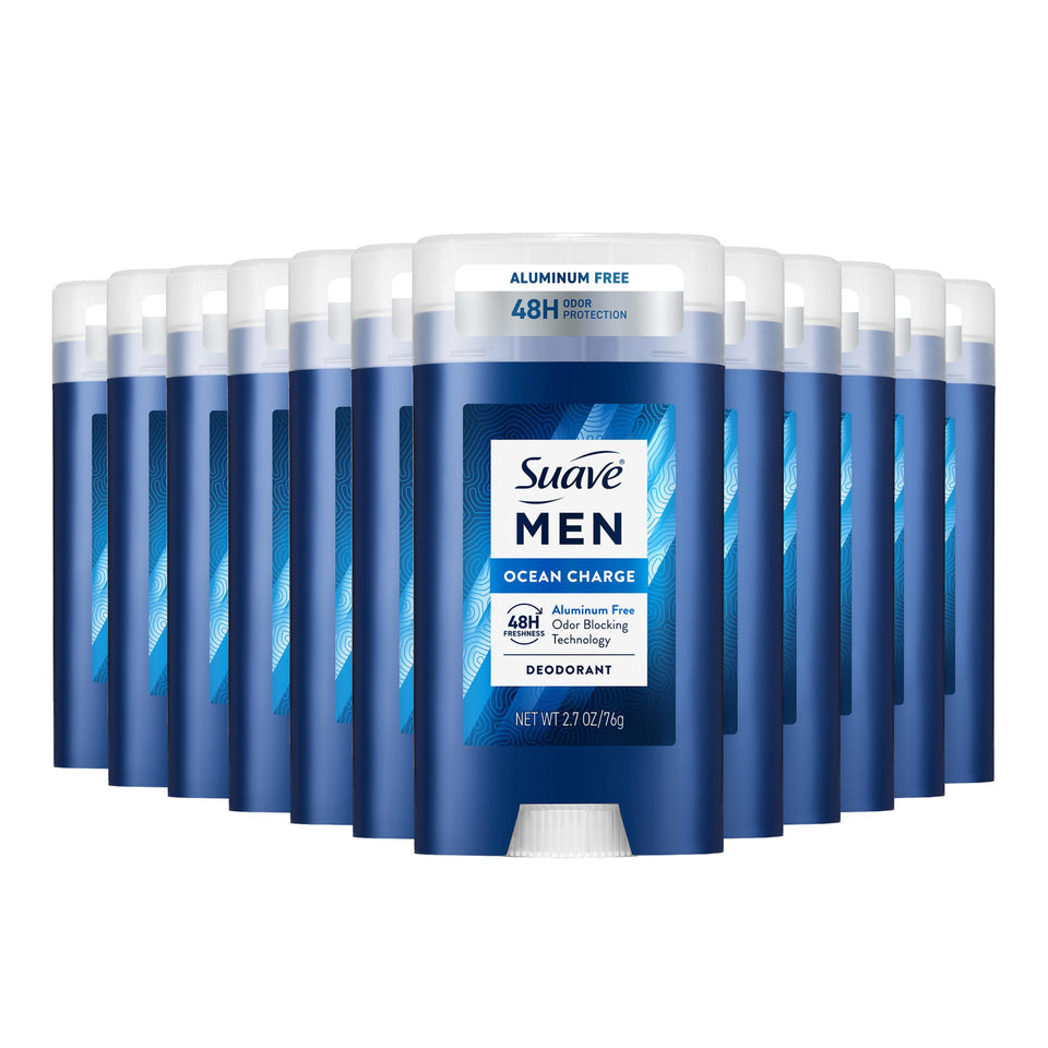 Suave Men showing front packaging and ocean scent for fresh protection