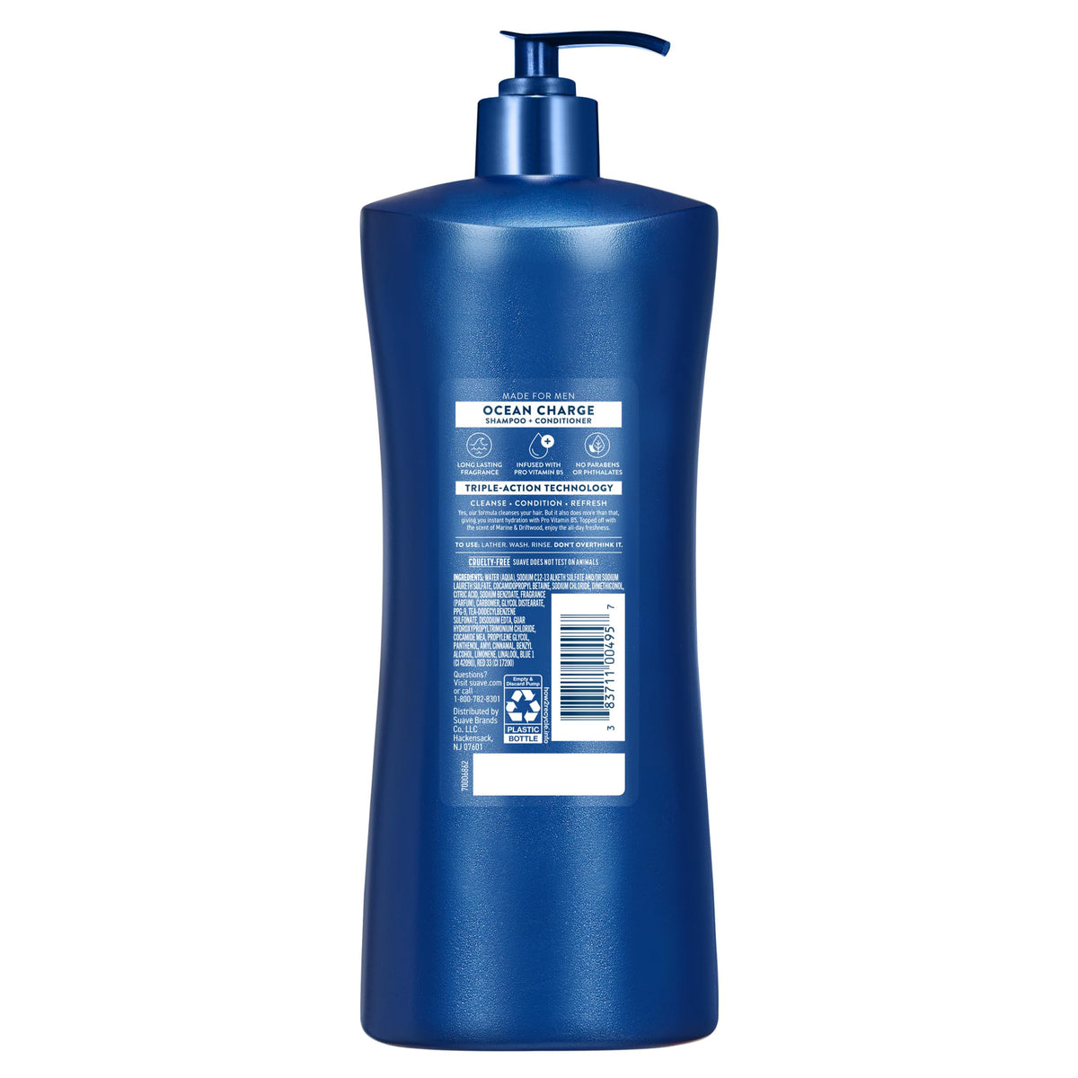Man using Suave men Ocean Charge in shower for quick 2‑in‑1 cleansing