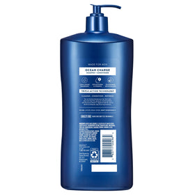 Suave bottle next to hand demonstrating 40 fl oz size and value