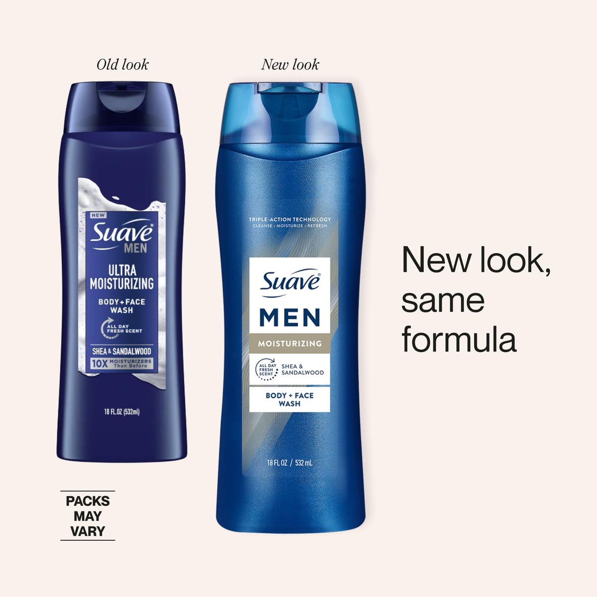 Hand dispensing Suave wash from bottle showing easy pump use and control