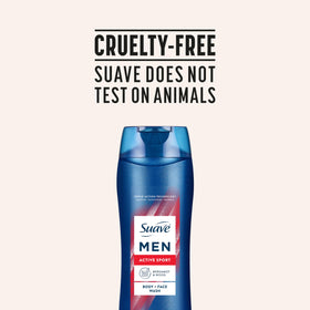 suave triple action technology graphic illustrating cleanses, moisturizes, refreshes