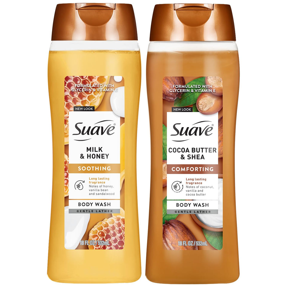 Suave Milk & Honey front packaging showing product and moisturizing promise