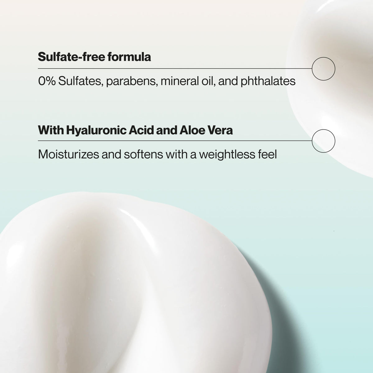Suave pump close-up dispensing conditioner to show creamy texture and control