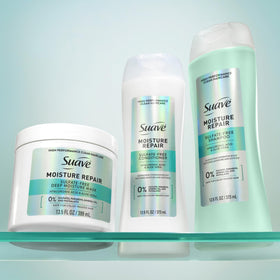 Suave shampoo paired with conditioner showing coordinated hydration benefits