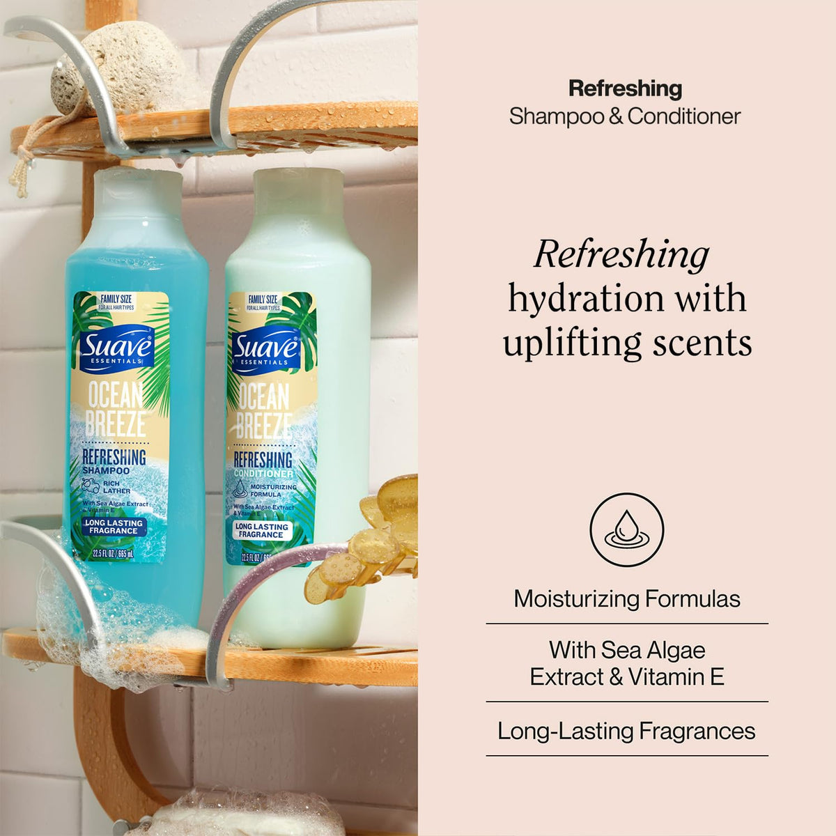 Suave Ocean Breeze back label with ingredients and usage directions benefit