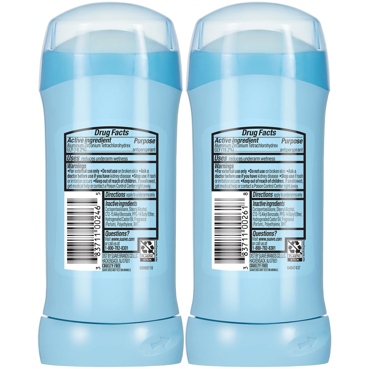Suave packaging showing recycling and cruelty-free messaging, indicates ethical choice