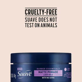 Suave pomade label close-up highlighting ingredients and directions