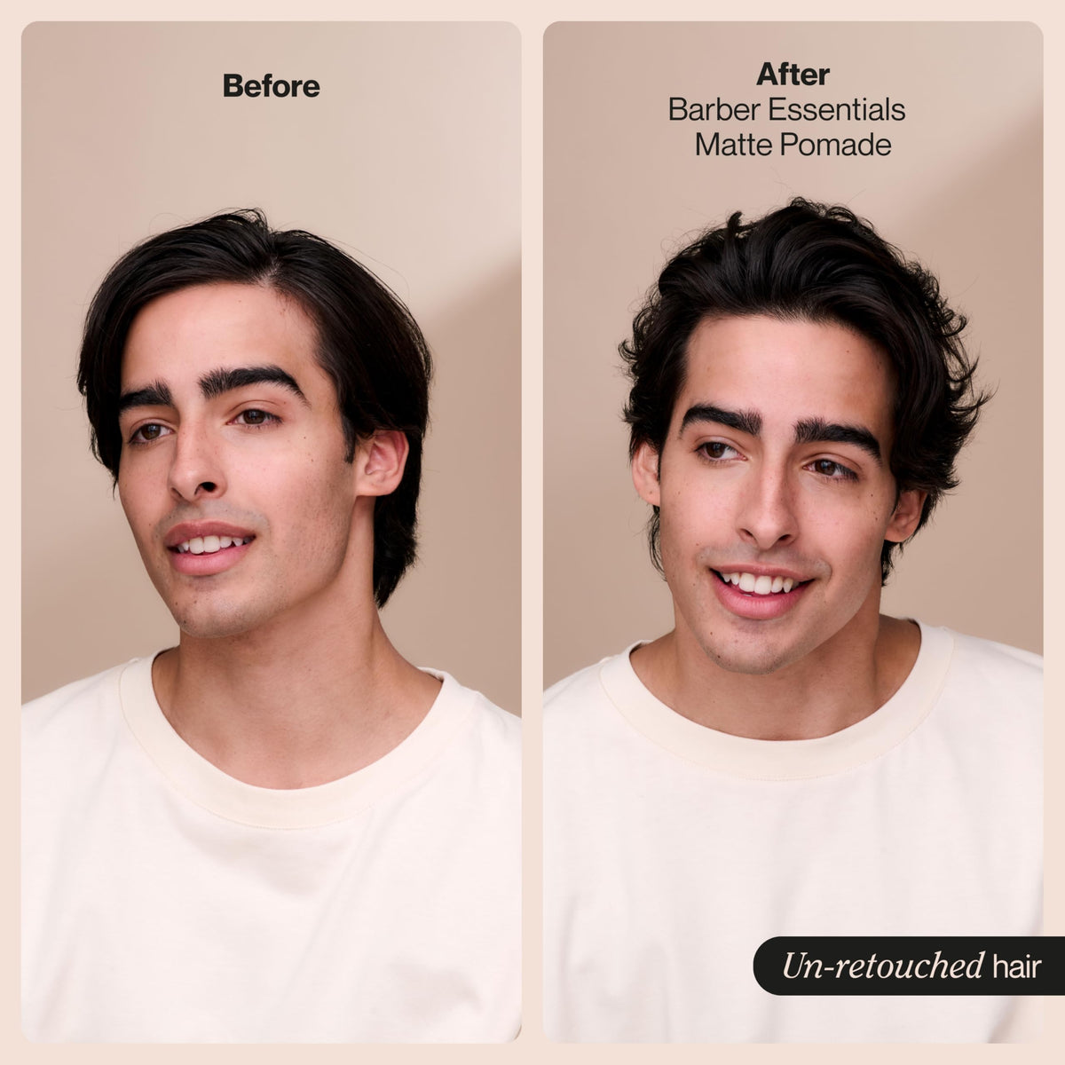 Suave pomade worked into damp hair reducing frizz and adding shape