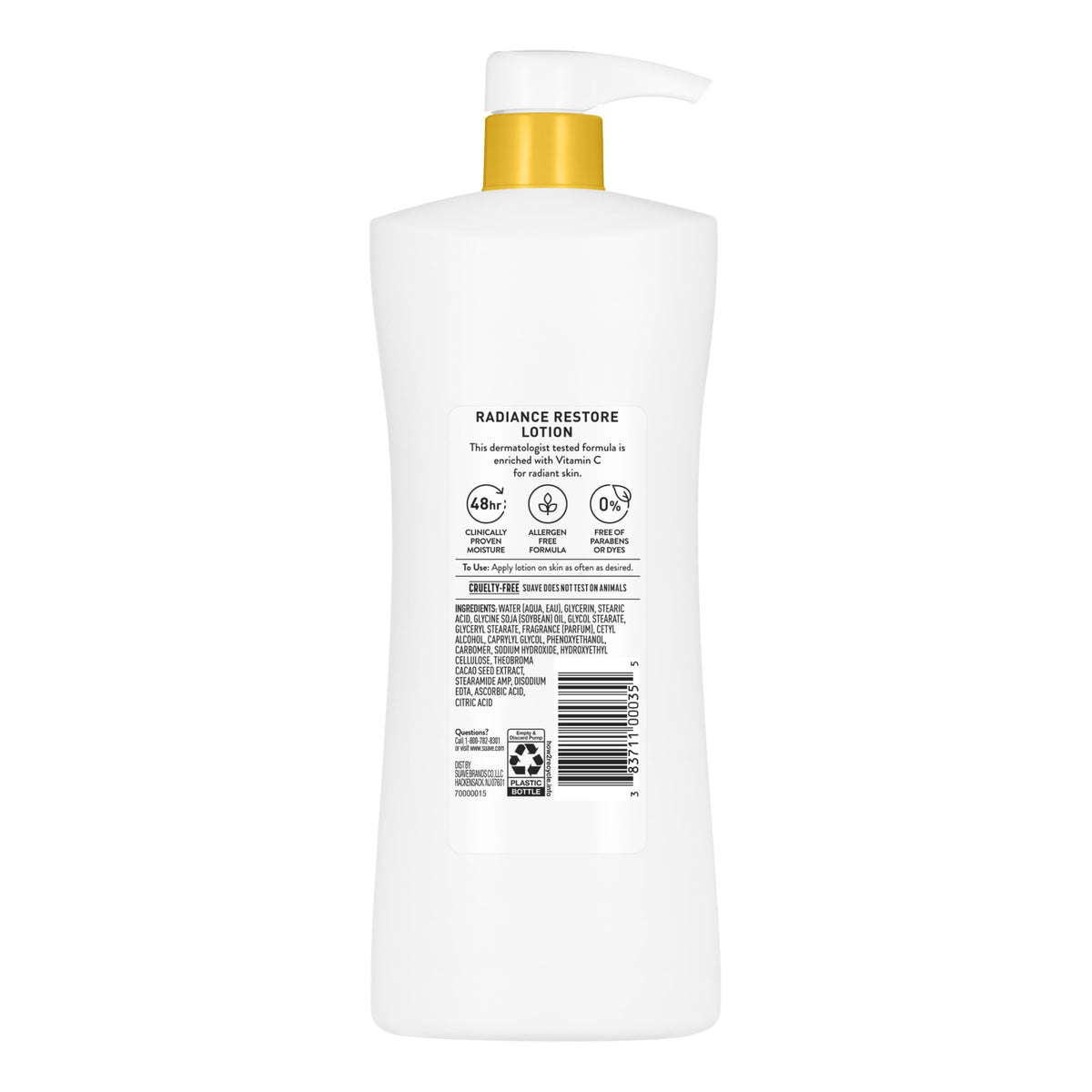 Suave bottle on vanity in bathroom lifestyle setting conveying daily use benefit